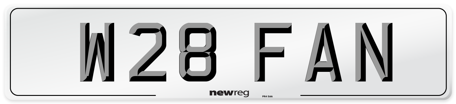W28 FAN Number Plate from New Reg